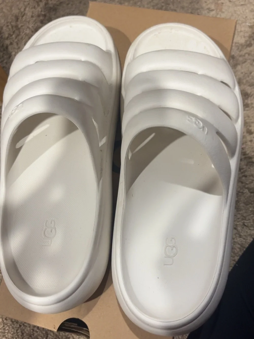 UGG Women White Slide Sandals with Vent Detail